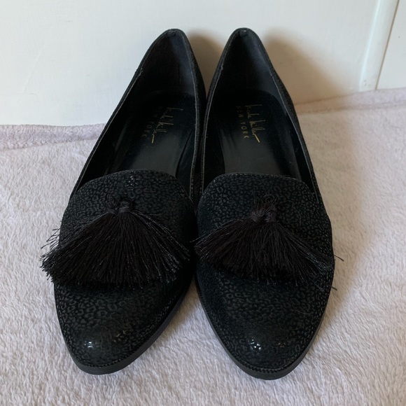 NICOLE MILLER Tassel Loafer Heeled Flats Black - Picture 2 of 5